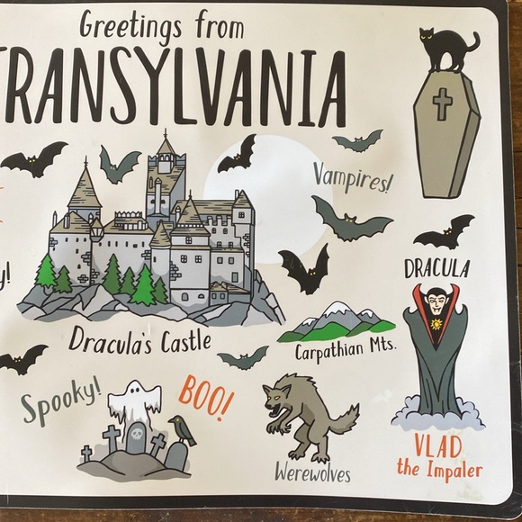 Halloween Greetings From Transylvania Placemat - Thick Vinyl Foam Backed 13”x18” - Picture 4 of 7
